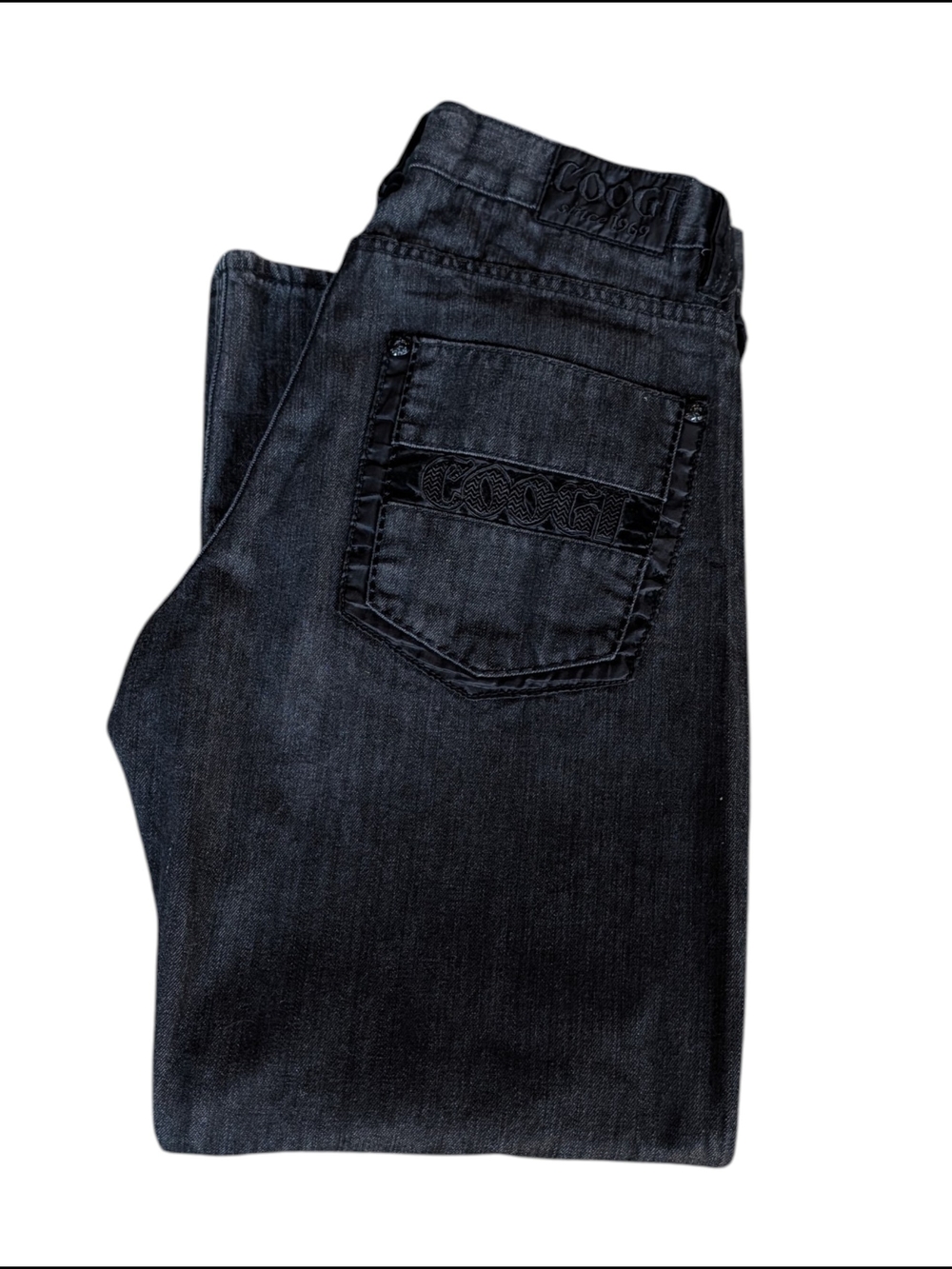 Vintage Men's Coogi Black Baggy Streetwear Jeans Embroidery 36